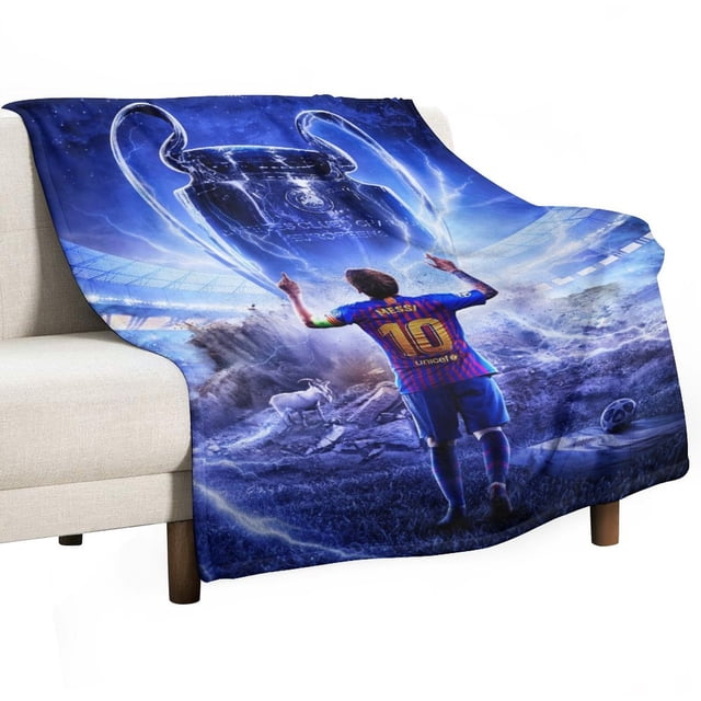 Lionel Messi Manta de franela anti-pilling, suave, ligera, esponjosa y acogedora de lujo para hogar y cocina – Perfecta para niños y adultos, 76.2cm×101.6cm