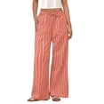 thumbnail image 1 of Pantalones de pijama PRETTYGARDEN para mujer, pierna ancha, algodón a rayas, 1 of 9