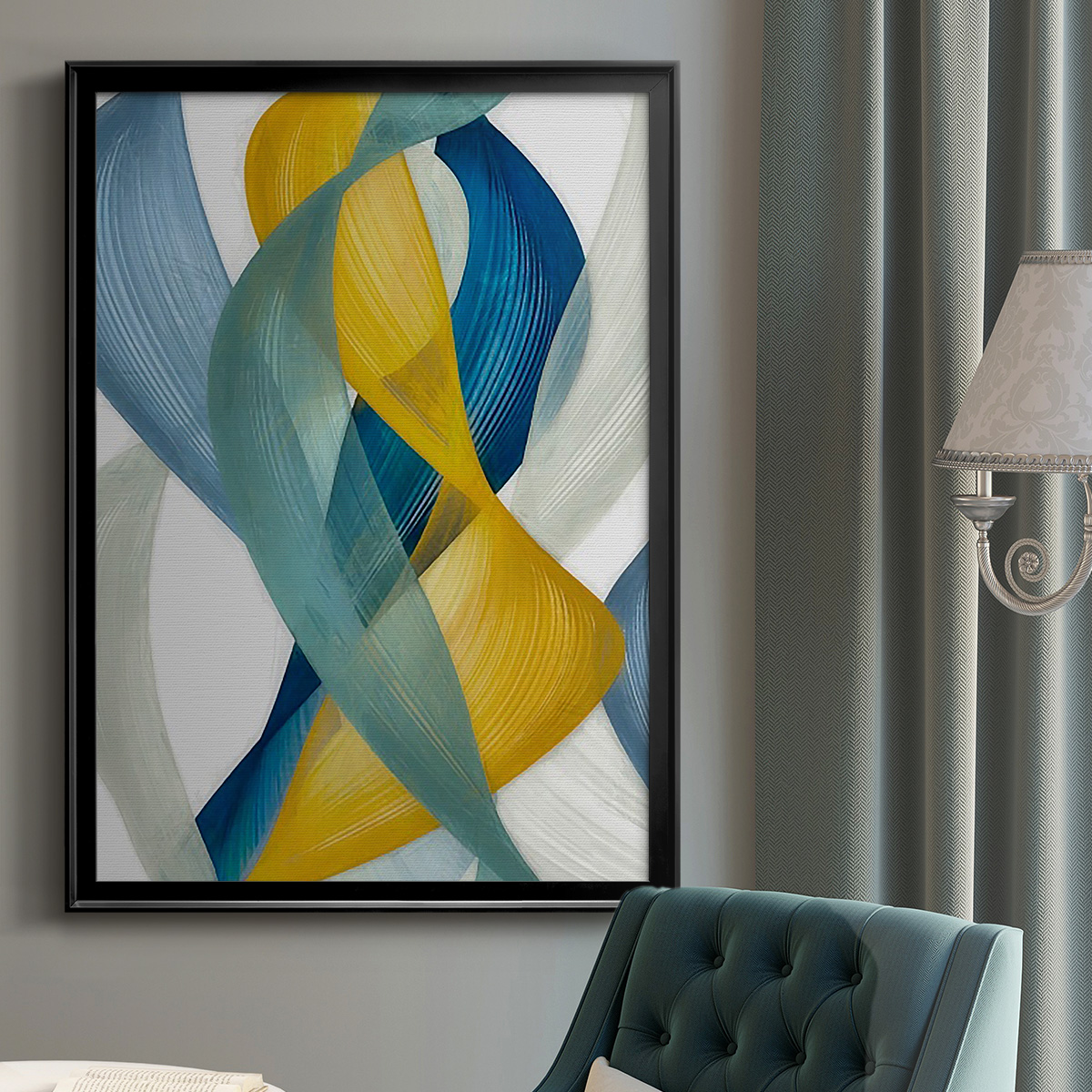 Horizontal Bands I Premium Framed Print, in Gold, Black, or Silver - Ready to Hang