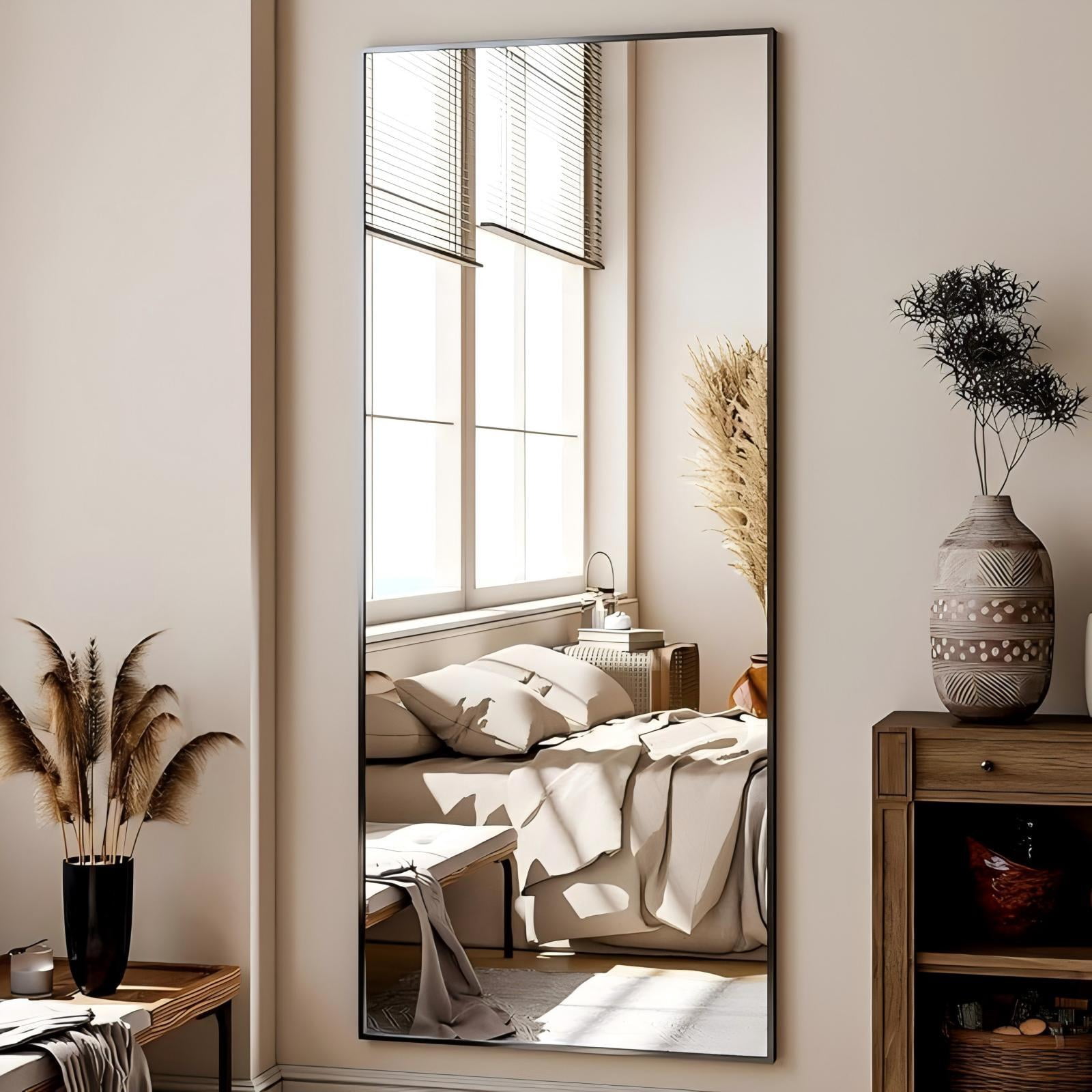 Lumora 65"x 24.25" Full Length Mirror Freestanding Mirror with Stand Vertical Floor Mirror，Black