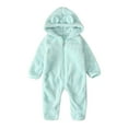 thumbnail image 4 of 2 PCS Newborn Fleece Jumpsuit Baby Girls Clothes Plush Footed Long Sleeve Rompers Onesies Pajamas Soft Boys Winter Outfits, Mint Green, 3 Months, 4 of 7