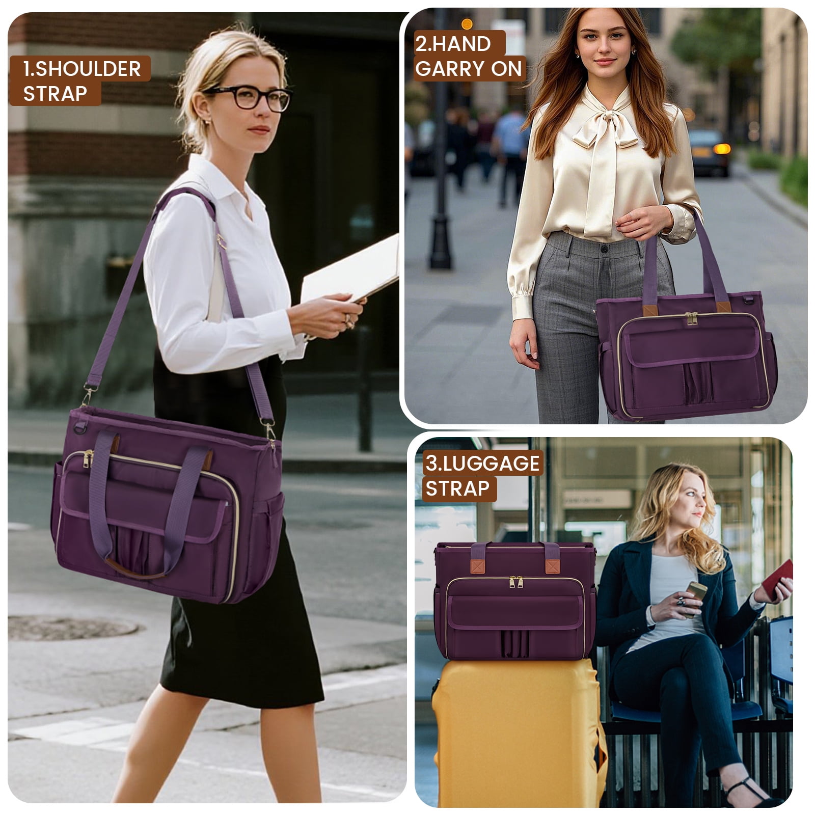 RAINSMORE Teacher Tote Bag 15.6 inch Laptop Bag for Women Work Bags Nurse Bag Lightweight Laptop Tote Computer Briefcase