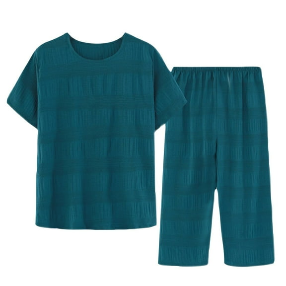 SCSAlgin Women 2 Piece Outfits Casual Short Sleeve T Shirts and Loose Capri Pants Lounge Sets Summer Vacation Outfits