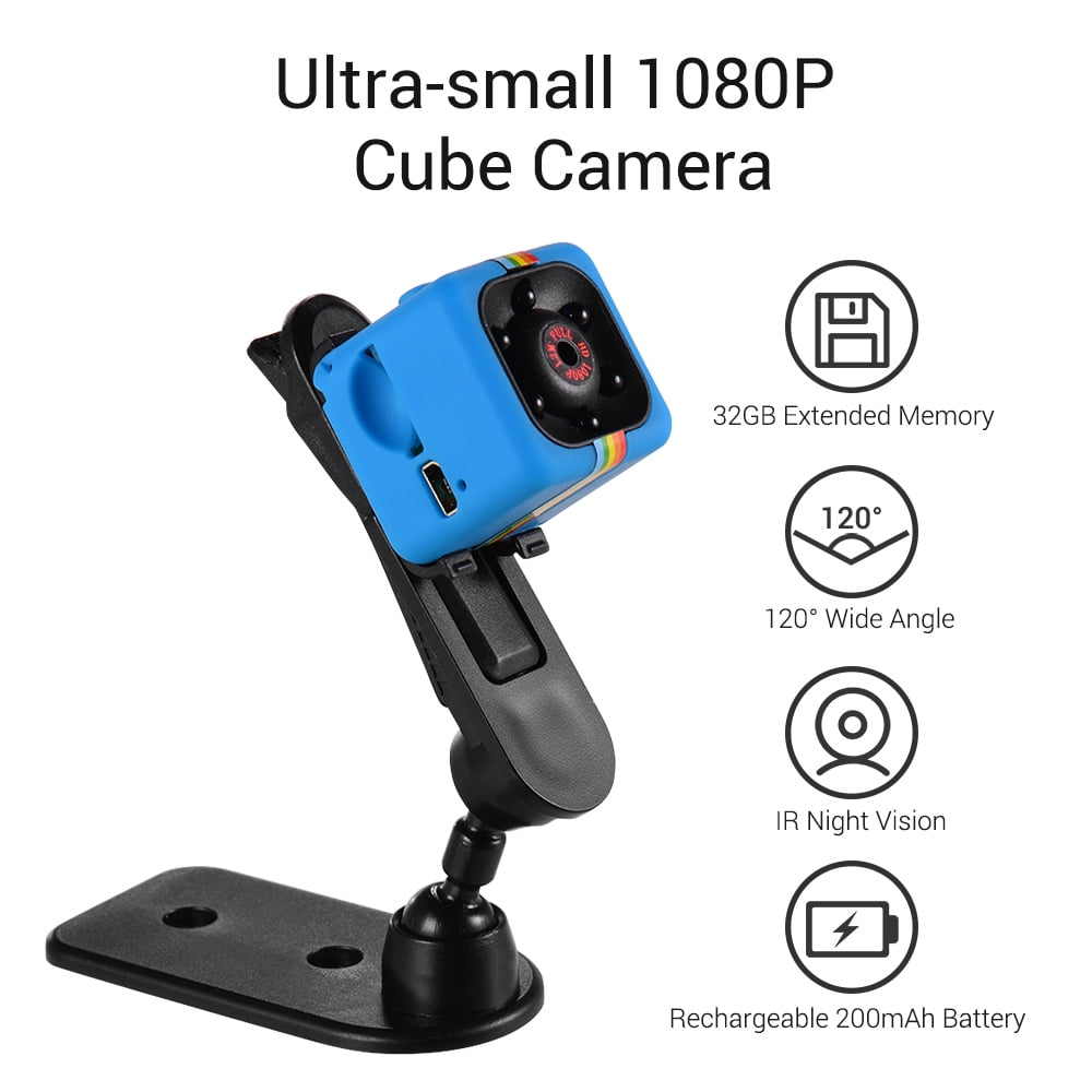 Mini Cube Camera 1080P HD IR Night Vision 120° Wide Angle 32GB Extended
