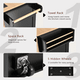thumbnail image 5 of 55.7'' Large Kitchen Island with 2 Drop Leaf,, Rolling Kitchen Cart on 5 Wheels with Power Outlet, Folding Storage Dining Table with Spice & Towel Rack , 3 Drawers, for Kitchen, Dining Room, Black, 5 of 9