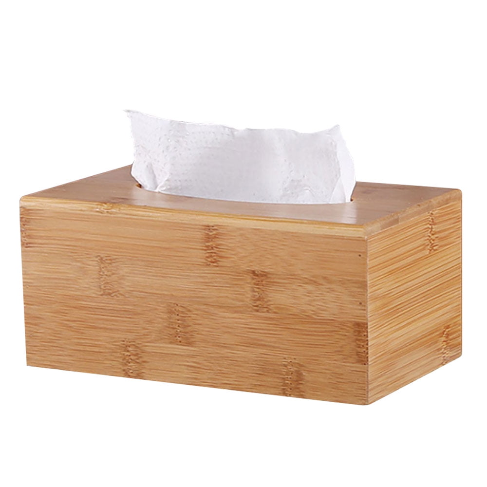 Bamboo Tissue Holder Wooden Tissue Box Cover Pull Cube Dispenser