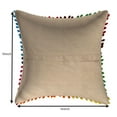 thumbnail image 2 of Stylo Culture Indian Sofa Throw Pillow Cover 16 x 16 Towel Embroidered Bright Green Dark Blue Zippered 40 x 40 cm Pom Pom Lace Cotton Geometric Square Cushion Cover | 1 Pc, 2 of 3