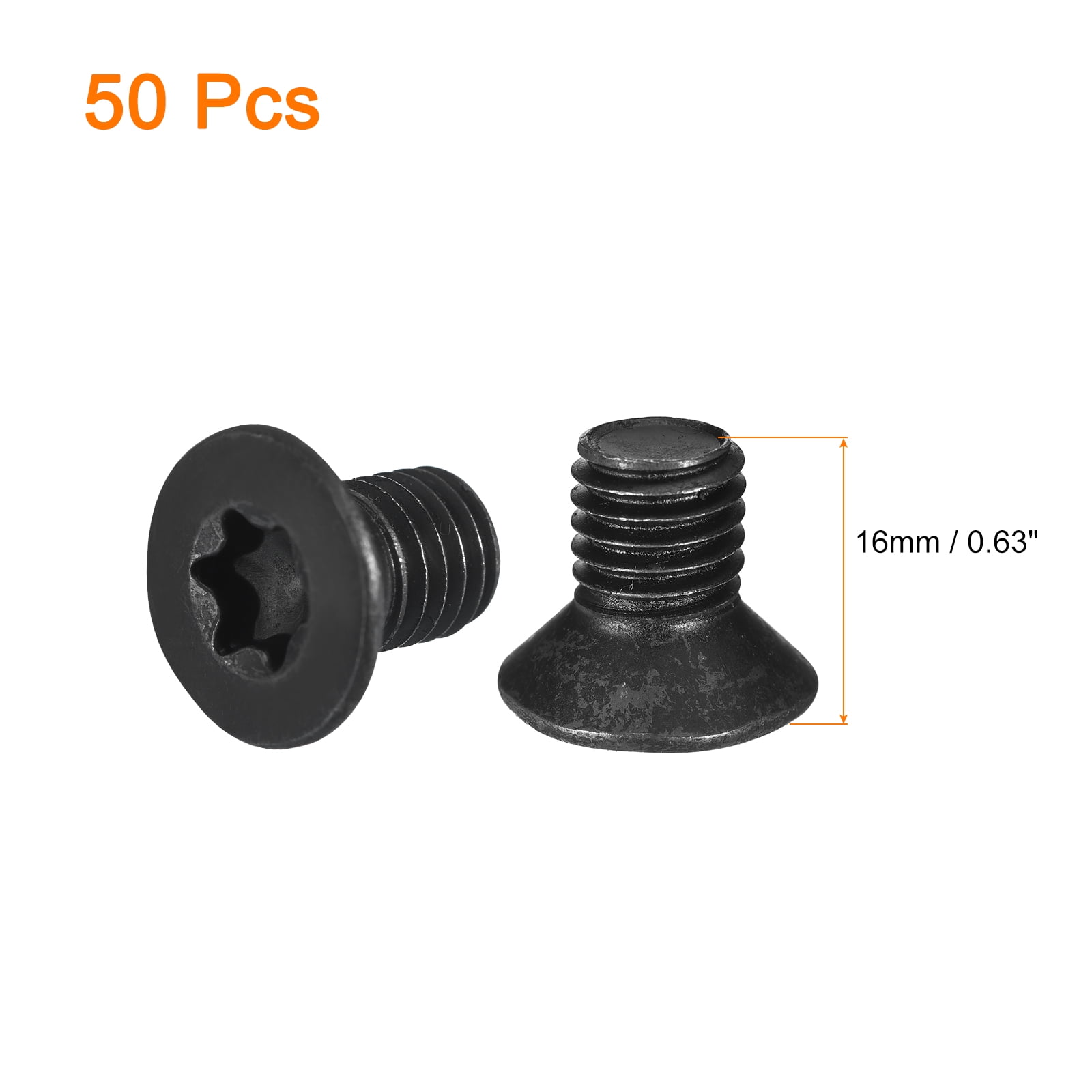 Uxcell M10-1.5x16mm Flat Head Torx Anti Theft Machine Screws, 50Pack 10.9 Grade Alloy Steel, Torx Drive, Countersunk Head, Full Thread, Black Oxide Finish