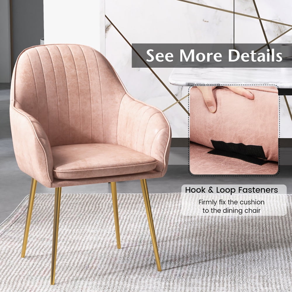 Finihen Modern Living Dining Room Accent Arm Chairs, Accent Upholstered Arm Chair with Steel Gold Legs, Set of 2, for Bedroom, Living Room, Dining Room, Pink Finihen Modern Living Dining Room Accent Arm Chairs, Accent Upholstered Arm Chair with Steel Gold Legs, Set of 2, for Bedroom, Living Room, Dining Room, Pink