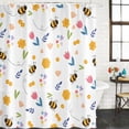 Bees Flowers Bathroom Shower Curtains with 12 Hooks Polyester ...