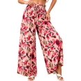 thumbnail image 2 of Women Casual Elastic Drawstring Floral Print Wide Leg Maxi Pants with Pockets Red S, 2 of 8