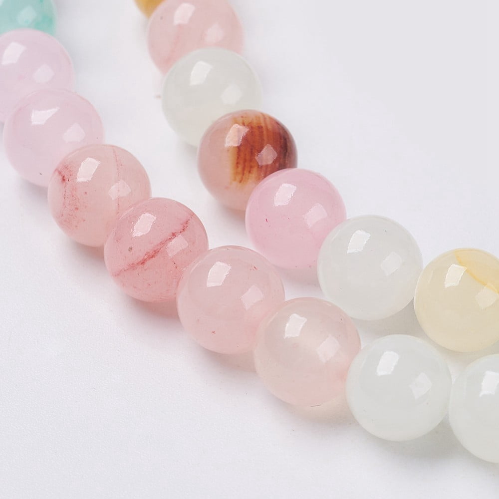Natural Colorful Green Jade Beads Strands Dyed Round Mixed Color 10mm Hole: 1.4mm about 39pcs/strand 15.7 inch(40cm)