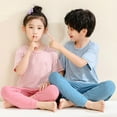 thumbnail image 3 of Ougyinr Ougyinr Boys Girls Pajama Set for Kids Teen  Soft Modal Sleepwear Pj Set Spring Autumn Pajama for 5-14 Years, 3 of 8
