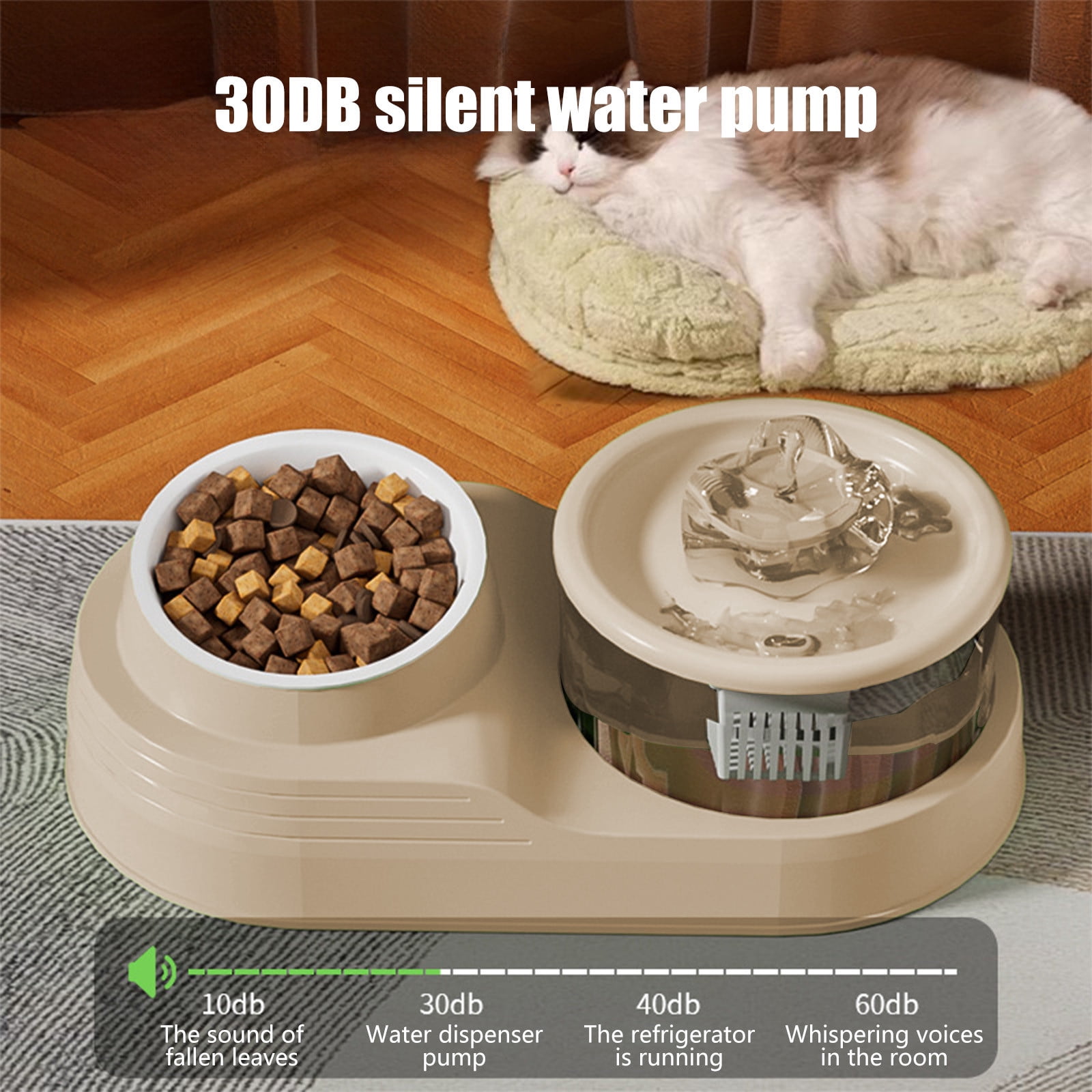 Cat Bowl Water Dispenser Automatic Circulating Feeder | Two-in-One Tilted Neck Protector | Removable Easy Clean Design | Anti-Slip Weighted Base | 34x18x12cm | Plastic | Multiple Colors