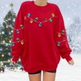 thumbnail image 2 of Fiaer Christmas Women Sweatshirts Trendy Lights Decor Relaxed Fit Pullover Fall Crew Neck Long Sleeve Plus Size Tops Red XL, 2 of 4