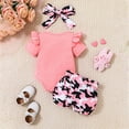 thumbnail image 4 of TOWED22 Baby Girl Summer Clothes Cute Bowknot Romper Shorts Outfits Ruffle Short Sleeve Bodysuit Tops Newborn Set Outfit(Pink,0-3 M), 4 of 4