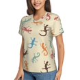 thumbnail image 2 of Womens Short Sleeve T Shirts Casual V Neck Tops Tee, Lizards Lizard Pattern, 2 of 6