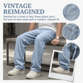 thumbnail image 5 of NICELF Baggy Jeans Men – Wide Leg Vintage Loose Fit Stretch Denim Pants for Men Y2K Hip Hop Streetwear Trousers with Classic Pocket, Light Blue, 5 of 7