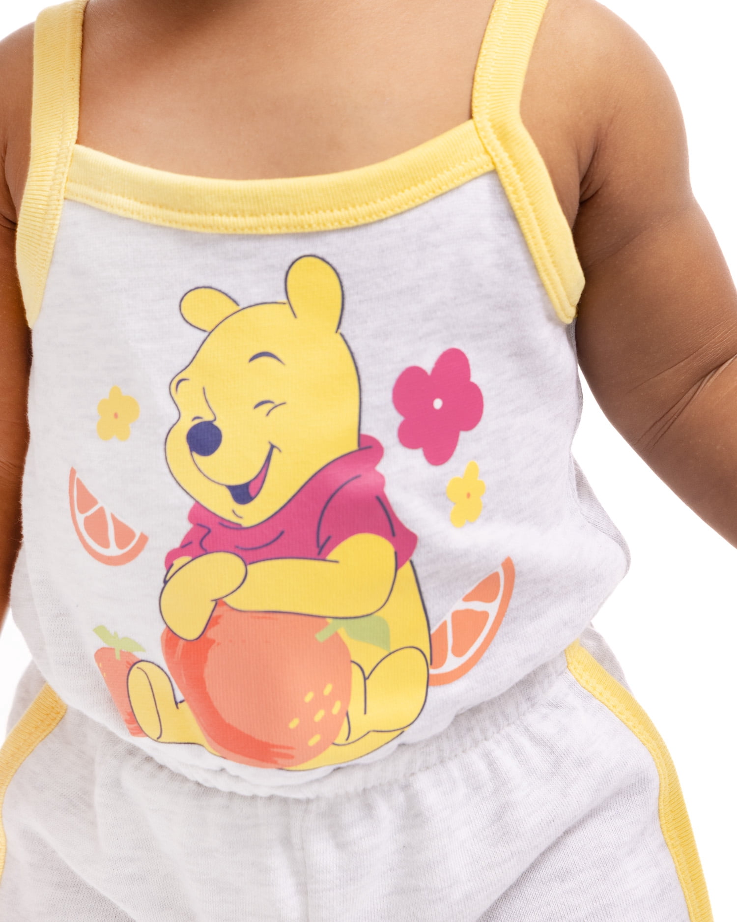 Winnie the Pooh Baby Girls Sleeveless Graphic Romper with Matching Bow Headband, Sizes 0/3M-24M