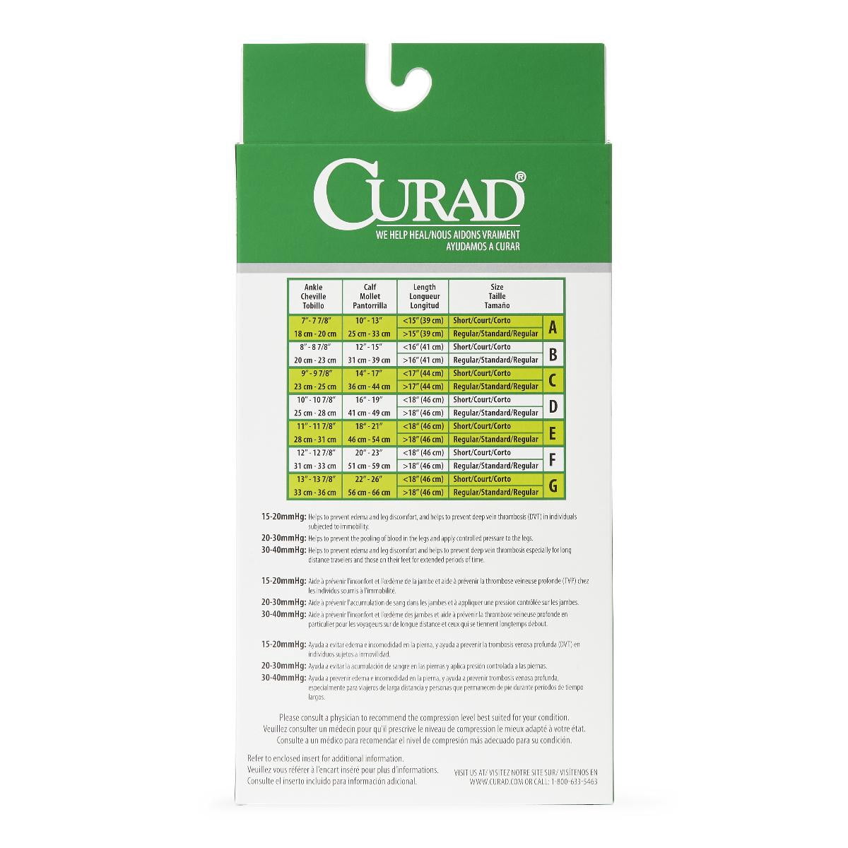 CURAD Knee-High Compression Hosiery with 20-30 mmHg, Tan, Size E, Regular Length, 1 Pair