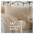 thumbnail image 5 of 4 Piece Jersey Knit Full Cotton Blend Oatmeal Sheet Set | Ultra-Soft T-Shirt Jersey Bedding Sheets & Pillowcases | Heathered, Breathable, All Season Bed Sheets (Full, Oatmeal), 5 of 6