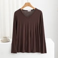 thumbnail image 2 of Women's Long Sleeve V Neck T Shirt Soft Comfy Casual Sleep Pajama Top, 2 of 6
