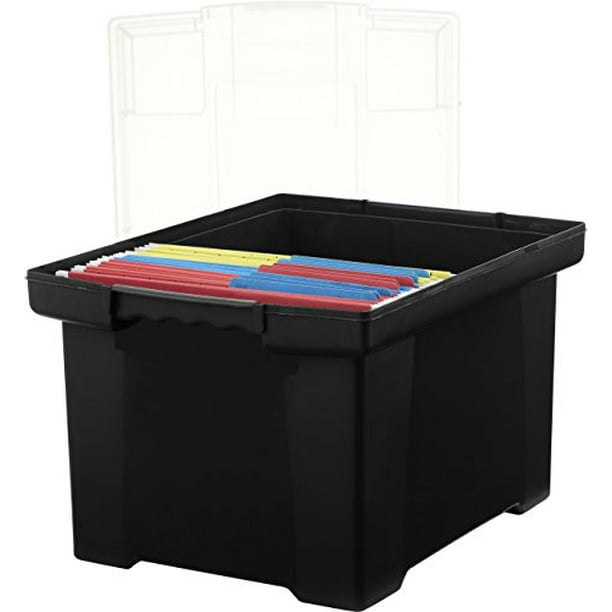 Storex Plastic File Tote Storage Box with SnapOn Lid Letter/Legal Size