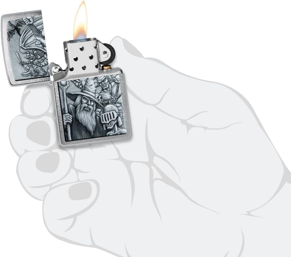 Zippo - Customized Message on Mystical Beings Brushed Chrome Pocket 46579