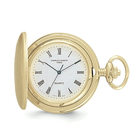 - Lex & Lu Charles Hubert 14k Gold Finish White Dial Pocket Watch XWA615