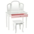 thumbnail image 2 of Costway Kids Vanity Set Princess Makeup Dressing Play Table Set W/Mirror-White, 2 of 8