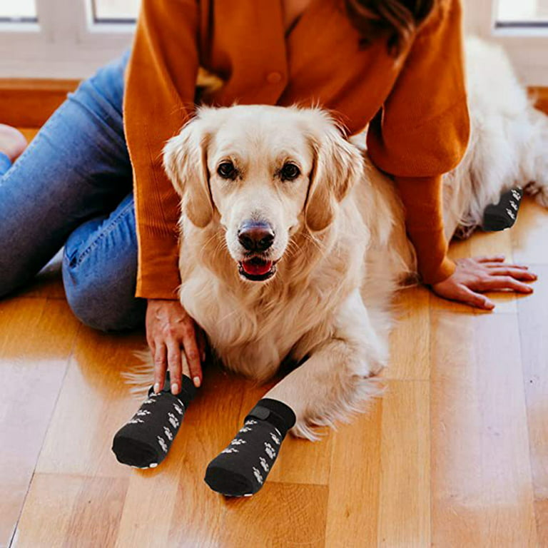 2 Pairs of Anti Slip Dog Socks-Dog Grip Socks with Straps Traction Control  for Indoor on Hardwood Floor Wear,Pet Paw Protector for Small Medium Large