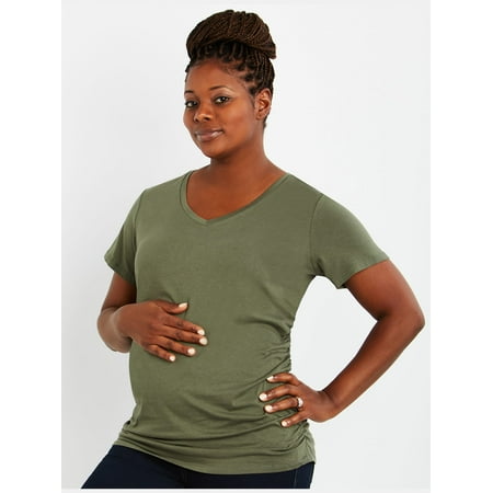 

Motherhood Maternity Plus Size V-Neck Side Ruched Maternity Tee