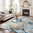 thumbnail image 3 of Coastal Crab Large Area Rugs for Bedroom Living Room, Soft Non Slip Carpet Bedside Rug, Vintage Summer Beach Coral Ocean Rectangular Floor Cover Kitchen Accent Rug 5'x7' for Dining Room/Office, 3 of 9