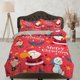 thumbnail image 1 of Santa Claus y el muñeco de nieve rojo brillante juego de funda nórdica de Navidad ropa de cama de tamaño completo, 1 of 4
