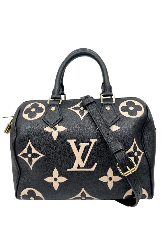 Pre-Owned Louis Vuitton Speedy Bandouliere 25 Monogram Empreinte Leather Shoulder Bag Bicolor
