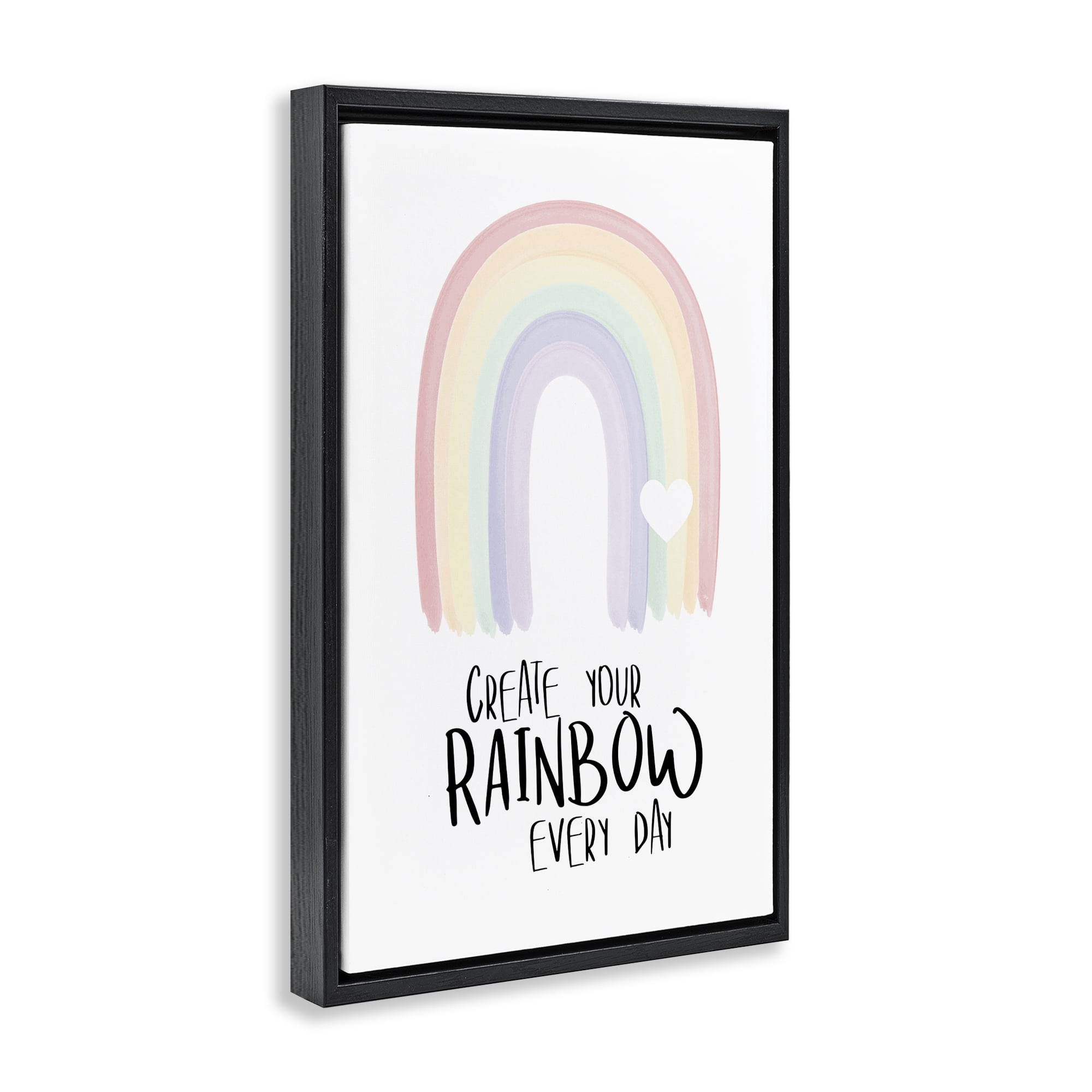 Stupell Industries Create Your Rainbow Text & Numbers Painting Black Floater Framed Canvas Art Print Wall Art, 21 x 31