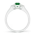 thumbnail image 2 of ANGARA Natural Emerald-Cut Emerald and Trapezoid Diamond 3 Stone Ring in Sterling Silver for Women (Size-6x4mm) | May Birthstone, Birthday, Anniversary, Jewelry Gift for Women | Natural Emerald Ring, 2 of 8