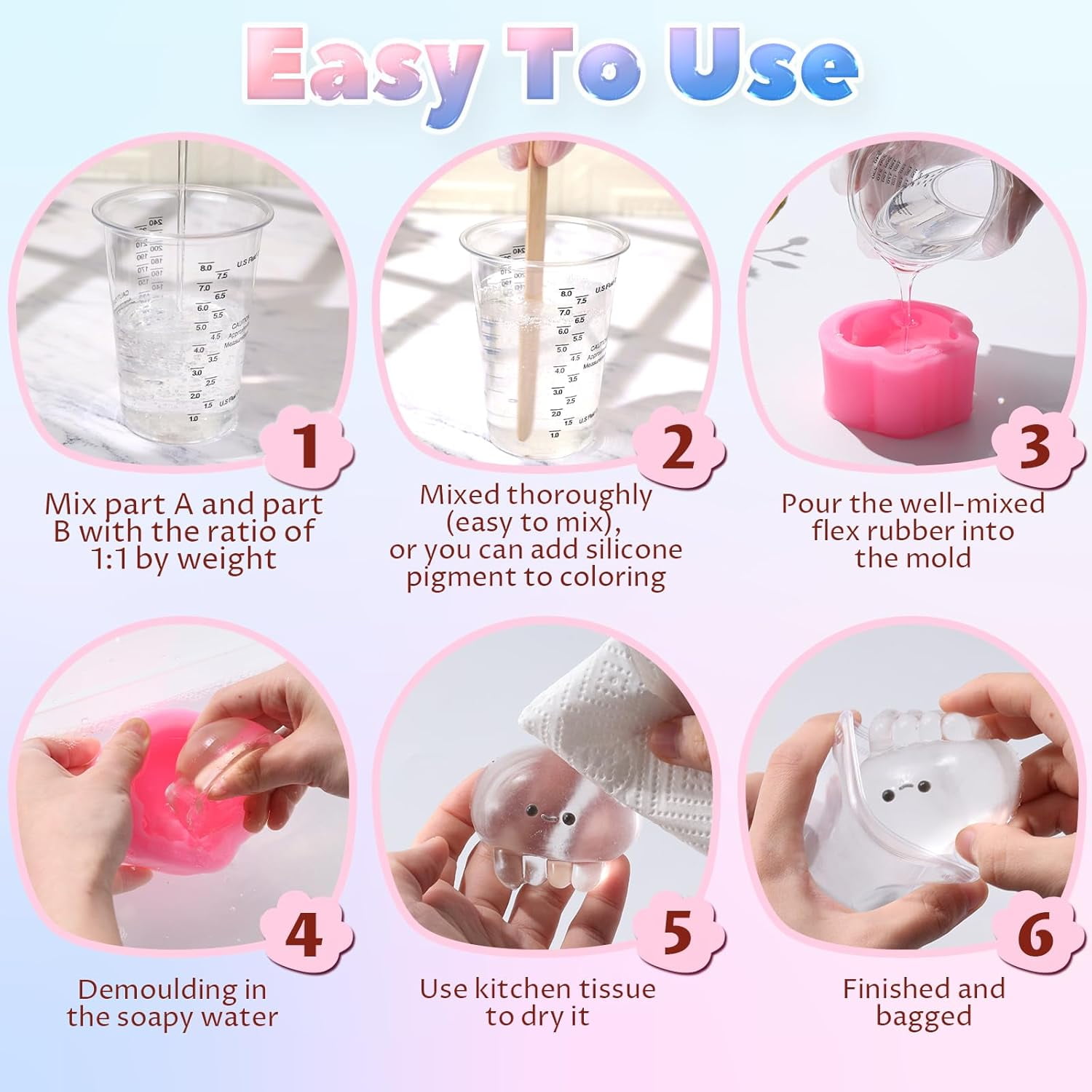 LET'S RESIN Transparent Gel for Taba Squishy, 28oz Super Soft Flex Rubber for Squishy Maker, DIY Decompression Gift for Kids, Adults