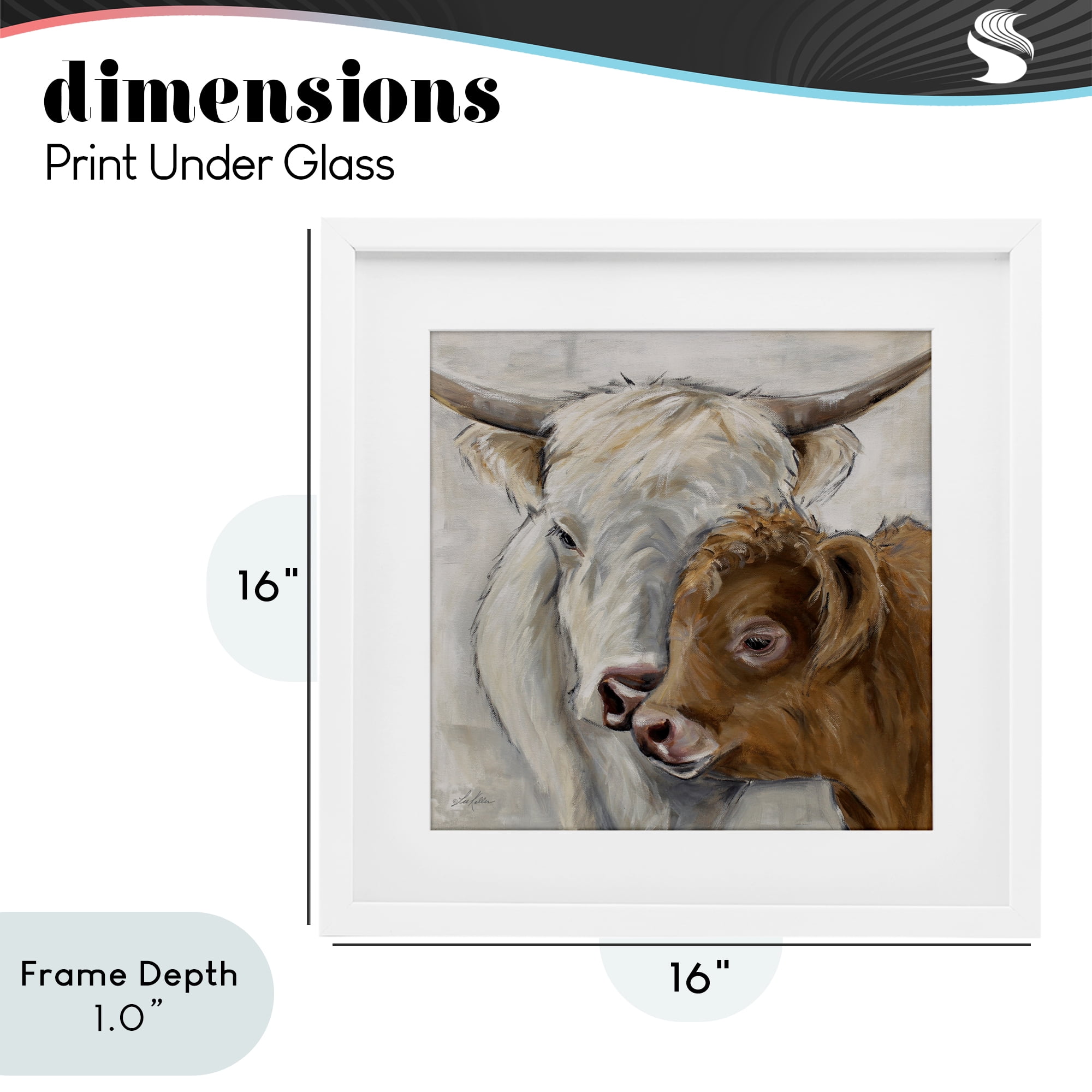 Stupell Industries Highland Cow & Calf Contrasts White Framed Print Under Glass, design by Lee Keller
