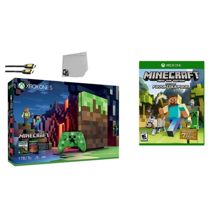 Microsoft 23C-00001 Xbox One S Minecraft Limited Edition 1TB Gaming Console with 2 Controller Included with Minecraft BOLT AXTION Bundle Used