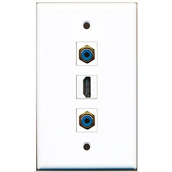 RiteAV - 1 Port HDMI 2 Port RCA Blue Wall Plate