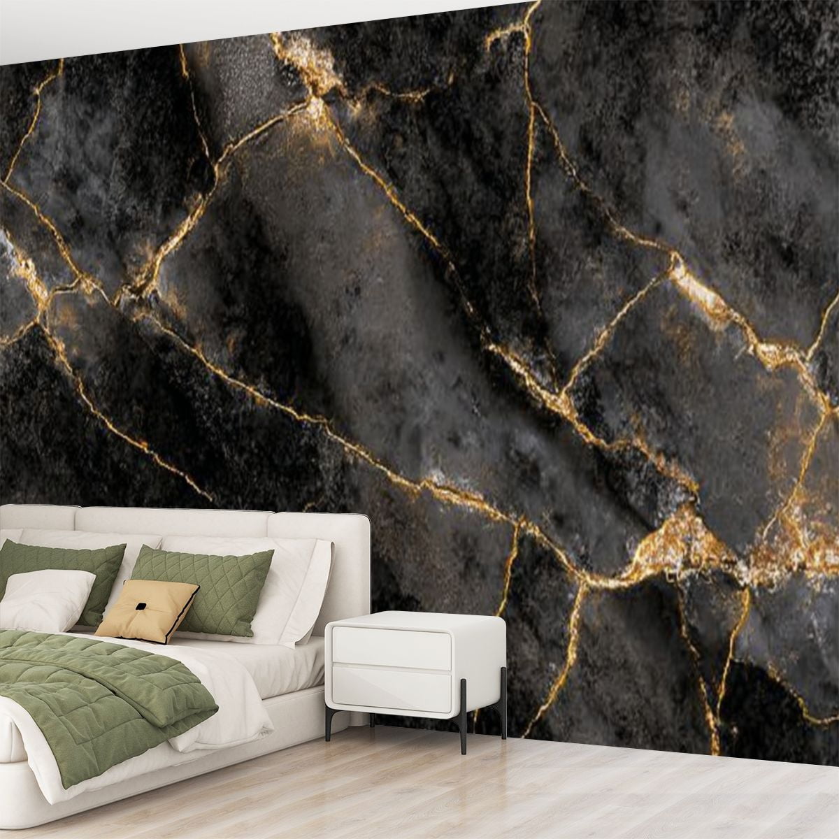 Peel and Stick Wallpaper Black gold luxury marble natural texture shiny golden veins abstract Modern Art Wall Mural Decor Self Adhesive and Removable 69in x 98in