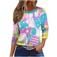 thumbnail image 7 of Ounisa Womens 3/4 Sleeve T Shirt Crew Neck Easter Bunny Printed Pullover Loose Fit Casual Spring Graceful Tops S-3XL, 7 of 7