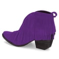 thumbnail image 2 of YDN Women Fashion Western Tassels Ankle High Boots Round Closed Toe Block Low Mid Heel Retro Casual Booties Shoes Size 5 Purple, 2 of 3