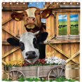 thumbnail image 1 of Cortina de ducha con diseño de granja de ganado, estilo rústico, de madera, estilo bohemio, con diseño de animales pequeños, de vaca, de 72 x 72 pulgadas, de tela de poliéster, para decoración de baño, 1 of 4