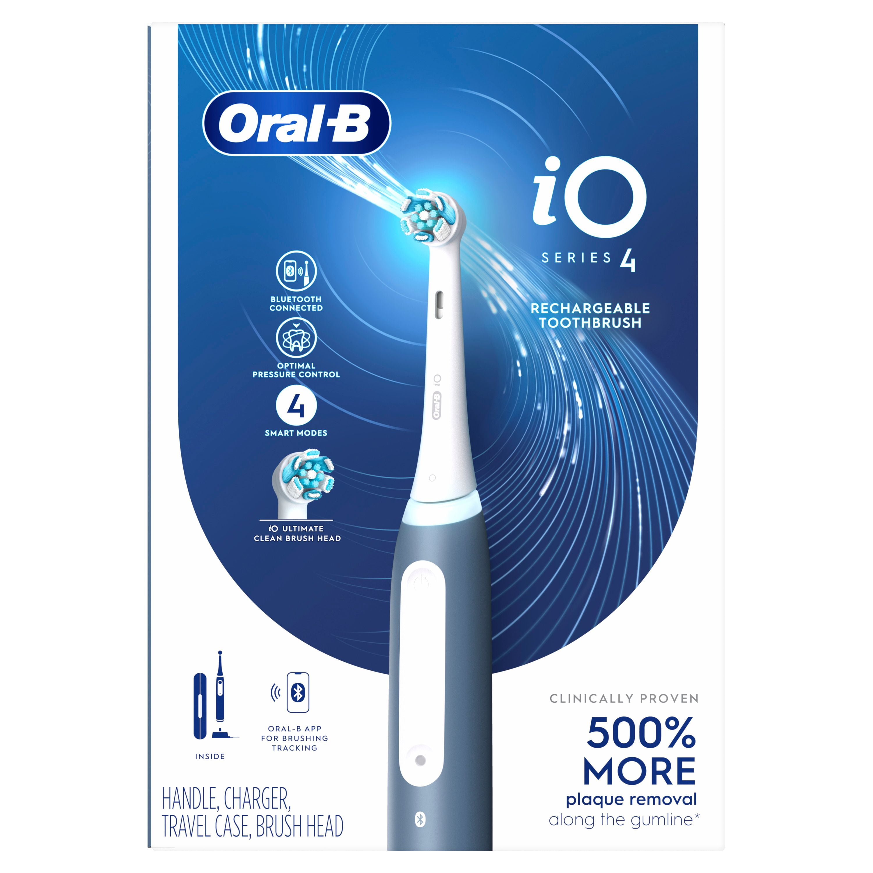 Oral-B iO Series 4 Electric Toothbrush with Brush Head, Rechargeable, Slate Blue, 1CT