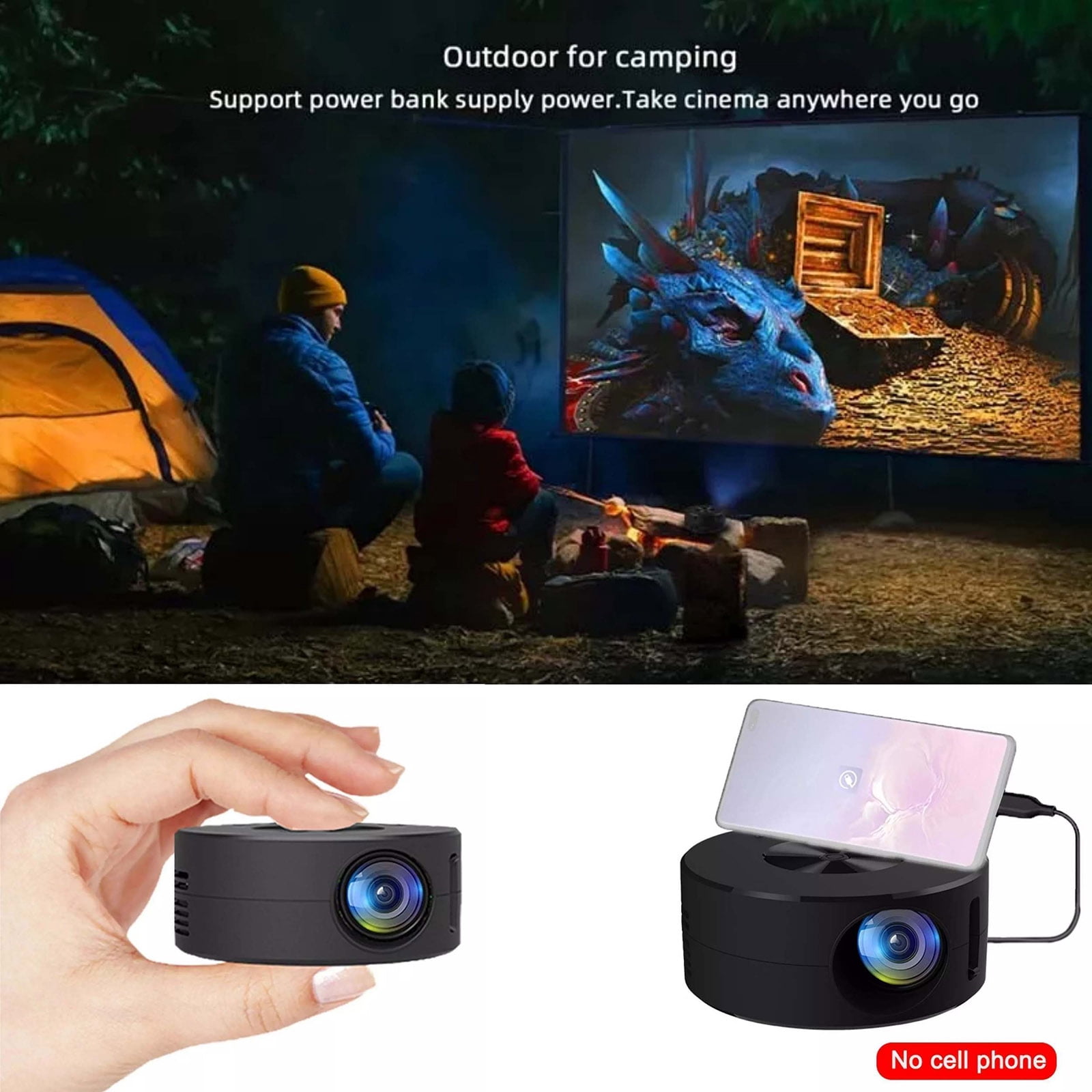 Portable LED Projector with LCD Display Supports 1080p, for Clear and Vibrant Projections for Travel
