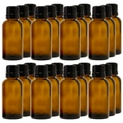 Amber Glass Bottle - 30 ml (1 fl oz) w/ Euro Dropper & Tamper-Evident Cap - Pack of 24