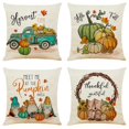 thumbnail image 1 of Fundas de almohada de otoño, 18x18, Juego de 4 fundas de almohada rústicas para vacaciones de otoño, almohadas de calabaza de gnomos de granja, 1 of 5