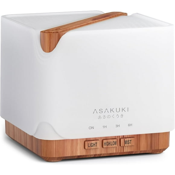 ASAKUKI Essential Oil Diffuser, Multifunctional Ultrasonic Aromatherapy Fragrant Oil Vaporizer Humidifier with Timer, Auto-Off Safety Switch, and 7 LED Light Colors, 700 ml (Light Wood)